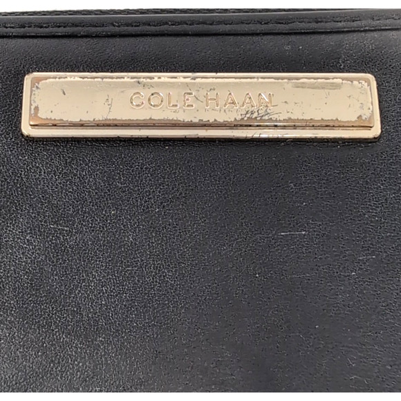 COLE HAAN Women's Wallet Smooth Leather Continental Signature Zip Around Black - Picture 3 of 7